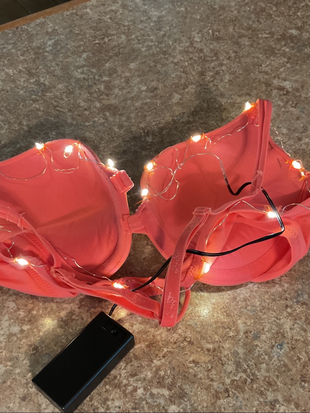Gag Light Up BATTERY Pack Women's Coral Underwire Bra with Light Support